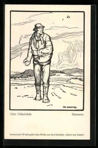 Künstler-AK Otto Ubbelohde: Säemann auf dem Feld