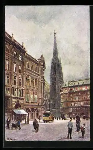 Künstler-AK Rudolf Preuss: Wien, Graben, Blick auf den Stephansdom