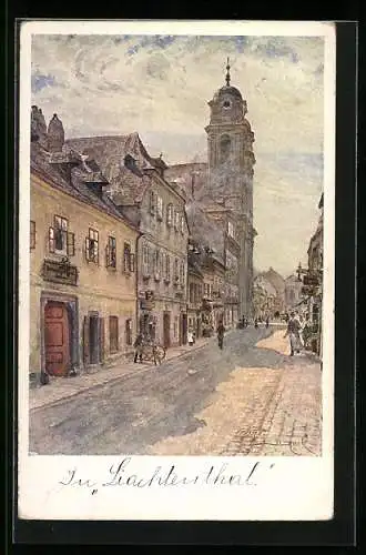 Künstler-AK Wien, Liechtenthalerkirche, Marktgasse