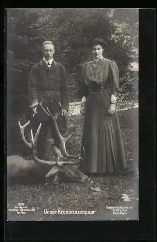AK Kronprinz Wilhelm von Preussen nebst Gemahlin bei der Jagd
