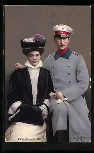 AK Kronprinz Wilhelm und Kronprinzessin Cecilie in winterlicher Kleidung