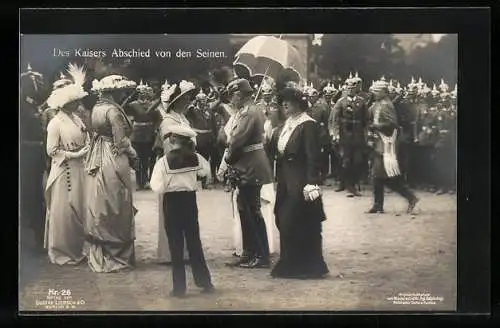 AK Des Kaisers Abschied von den Seinen, Kaiser Wilhelm II. in Potsdam