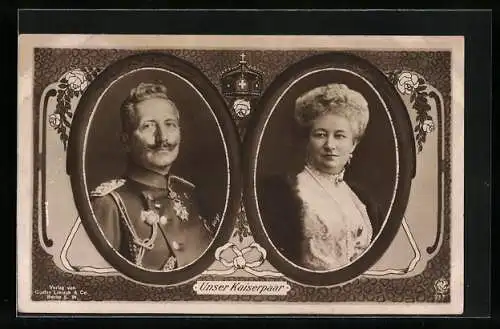 AK Unser Kaiserpaar, Kaiserin Augusta Victoria mit Kaiser Wilhelm II.