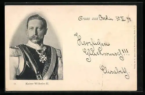 AK Kaiser Wilhelm II. im Portrait