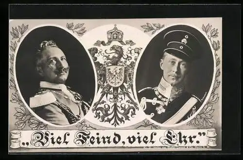 AK Kaiser Wilhelm II. und Kronprinz Wilhelm im Portrait