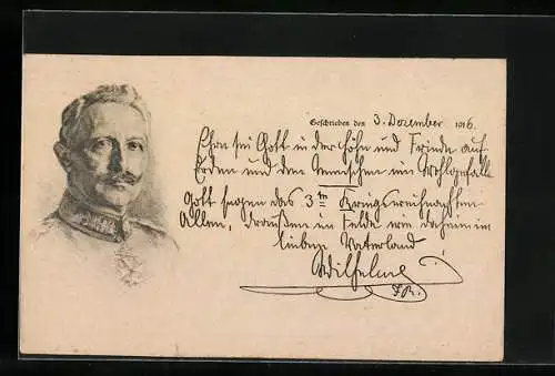 AK Kaiser Wilhelm II., Weihnachtsgrusskarte mit Portrait