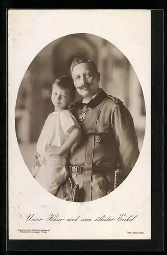 AK Kaiser Wilhelm II. mit seinem ältesten Enkel