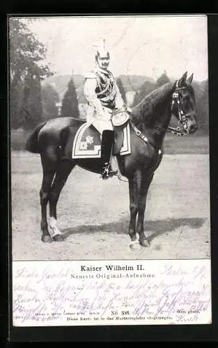 AK Kaiser Wilhelm II., In Galauniform zu Pferde