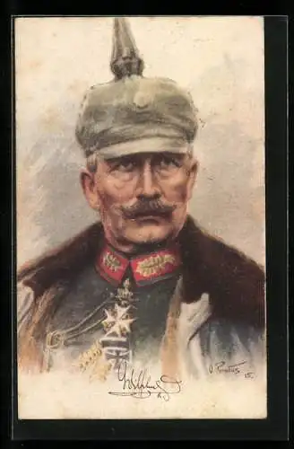 AK Kaiser Wilhelm II., Portrait mit Pickelhelm