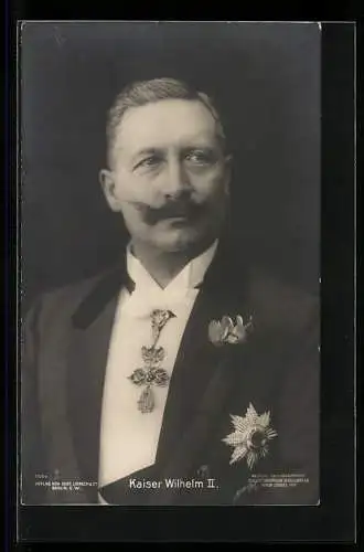 AK Wilhelm II. im Frack mit Bruststern