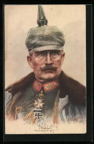 Künstler-AK O. Renatus: Kaiser Wilhelm II. in Uniform mit Pickelhaube