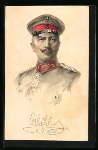 AK Kaiser Wilhelm II. als General in Feldgrau