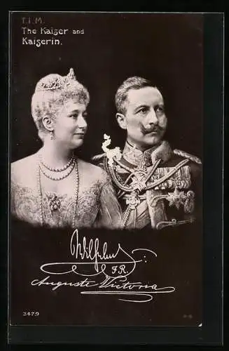 AK Kaiserin mit Diadem und Kaiser in Uniform