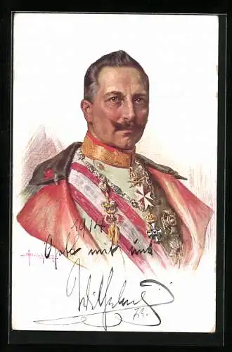 AK Kaiser Wilhelm II. mit Orden, Brustbild