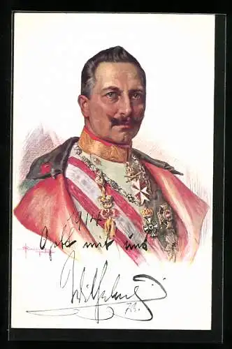 AK Kaiser Wilhelm II. mit Orden, Brustbild