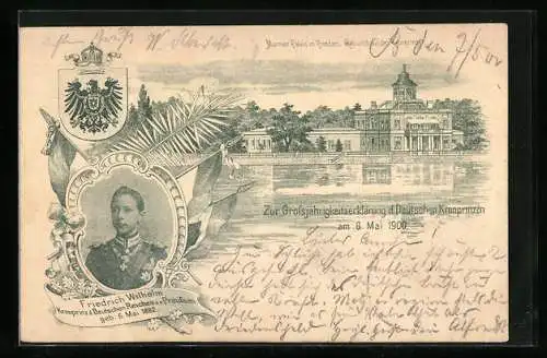 AK Kronprinz Wilhelm von Preussen, Marmor-Palais in Postdam, Grossjährigkeitserklärung 1900