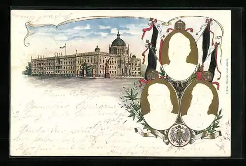 Präge-AK Friedrich Wilhelm III. von Preussen, Portraits und Berliner Stadtschloss