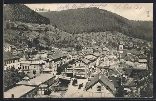 AK Wildbad / Schwarzwald, Ortsansicht aus der Vogelschau