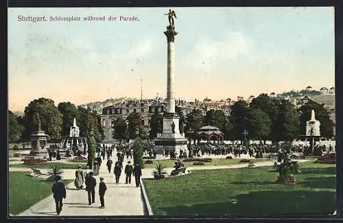 AK Stuttgart, Schlossplatz während der Parade