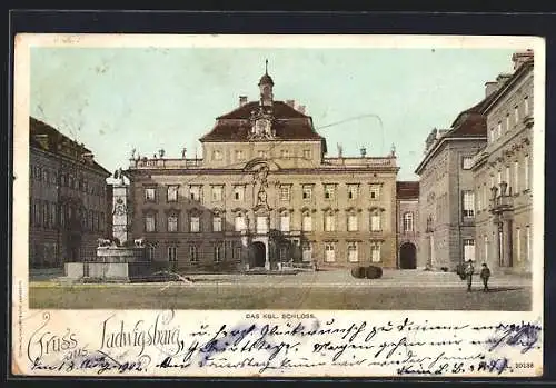 AK Ludwigsburg / Württemberg, Das Königliche Schloss mit Brunnen