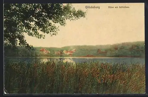 AK Glücksburg, Blick auf die Villen am Schlosssee