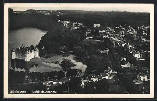 AK Glücksburg, Fliegeraufnahme mit dem Schloss