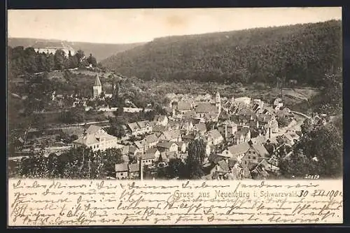 AK Neuenbürg i. Schwarzwald, Ortsansicht aus der Vogelschau