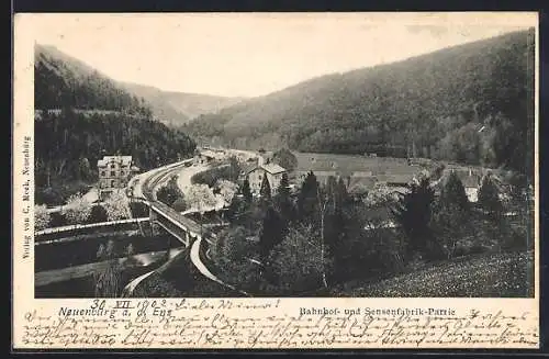 AK Neuenbürg / Enz, Bahnhof- und Sensenfabrik-Partie