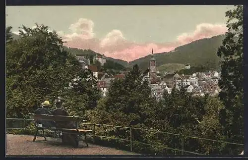 AK Baden-Baden, Blick vom Schloss Solms auf die Stadt