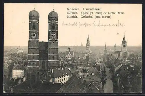AK München, Frauenthürme und Stadtansicht