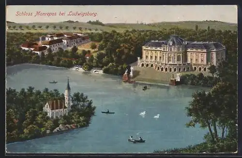 AK Ludwigsburg, Schloss Monrepos aus der Vogelschau