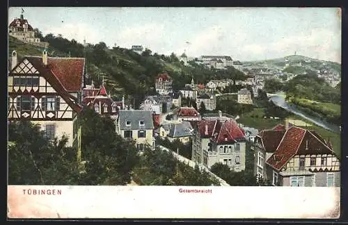 AK Tübingen, Ortsansicht aus der Vogelschau