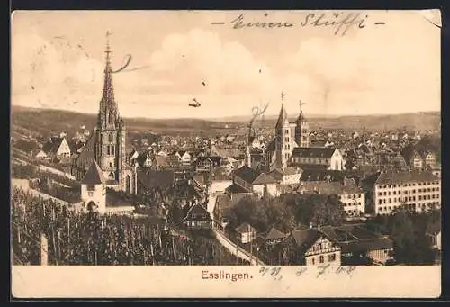 AK Esslingen / Neckar, Ortsansicht mit Fernblick aus der Vogelschau