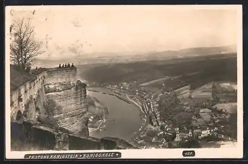 AK Königstein /Elbe, Festung Königstein, Königsnase mit Elbblick