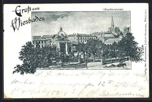 AK Wiesbaden, Kochbrunnen, Ortspartie