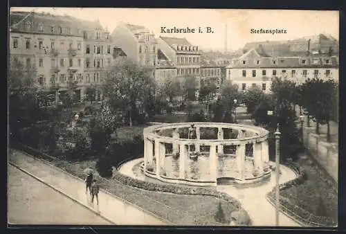 AK Karlsruhe i. B., Stefansplatz aus der Vogelschau