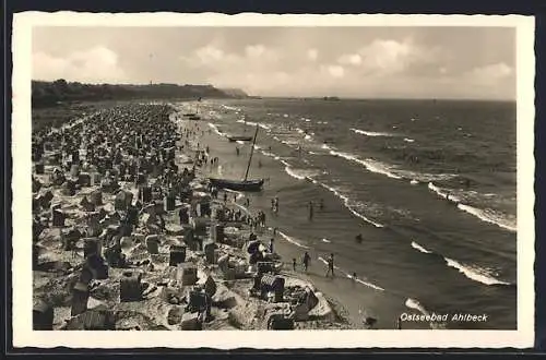 AK Ahlbeck /Ostsee, Strand aus der Vogelschau