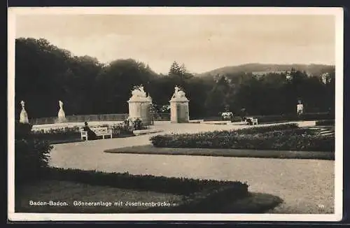 AK Baden-Baden, Gönneranlage mit Josefinenbrücke