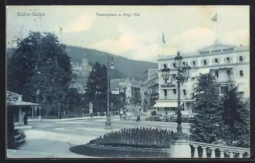 AK Baden-Baden, Theaterplatz u. Egl. Hof