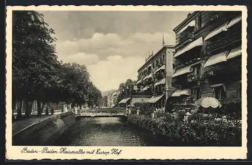 AK Baden-Baden, Kaiserallee mit dem Europ. Hof