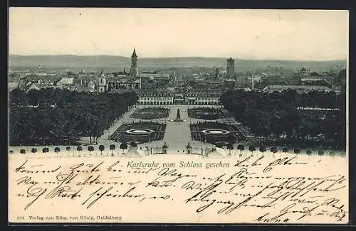 AK Karlsruhe, Blick vom Schloss aus