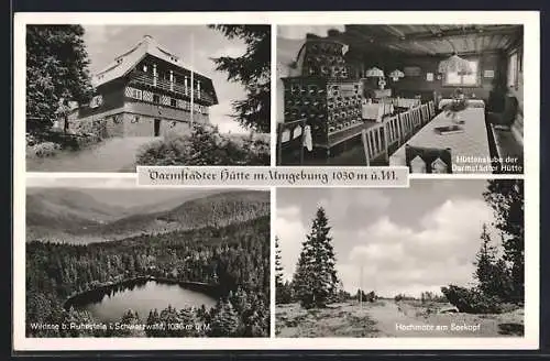 AK Darmstädter Hütte, Ansicht der Hütte, Hüttenstube, Wildsee bei Ruhestein, Hochmoor am Seekopf