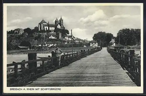 AK Breisach, Rhein mit Schiffsbrücke