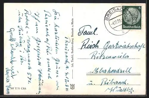 AK Breisach, Rhein mit Schiffsbrücke