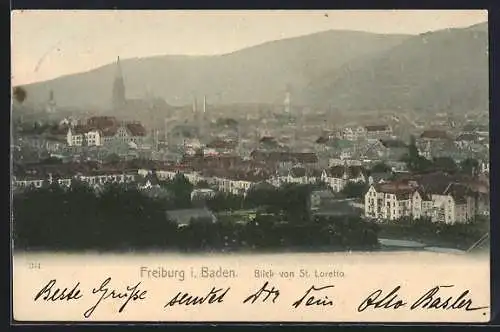 AK Freiburg / Breisgau, Blick von St. Loretto