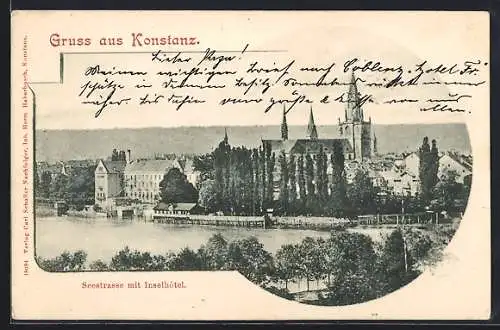 AK Konstanz, Seestrasse mit Inselhotel