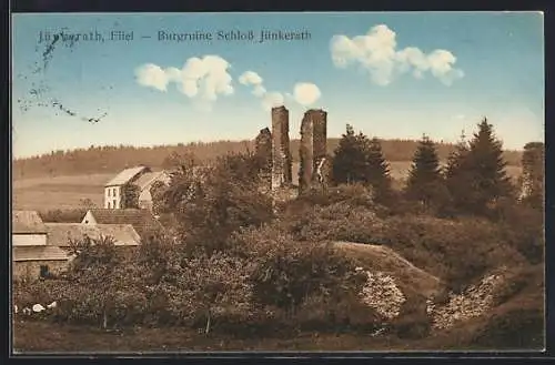 AK Jünkerath / Eifel, Panorama mit Burgruine Schloss Jünkerath