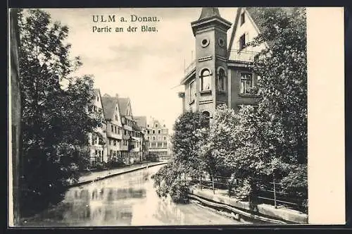 AK Ulm a. Donau, Partie an der Blau