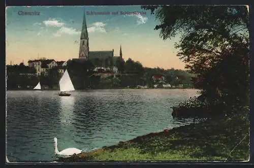 AK Chemnitz, Schlossteich mit Schlosskirche