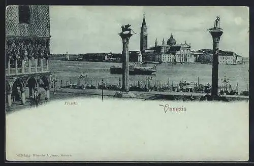 Mondschein-AK Venezia, Piazetta